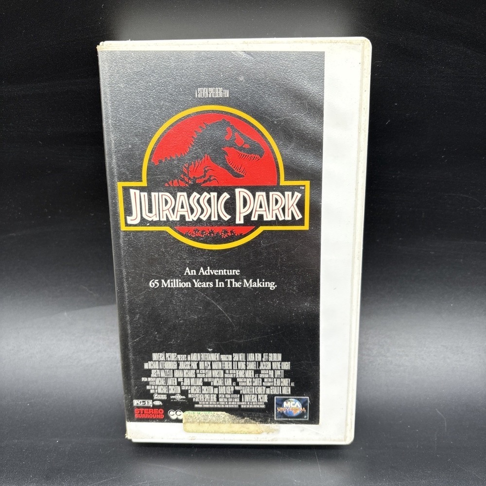 Vintage Jurassic Park 1993 MCA Universal Print VHS Tested Dinosaurs Clam Shell